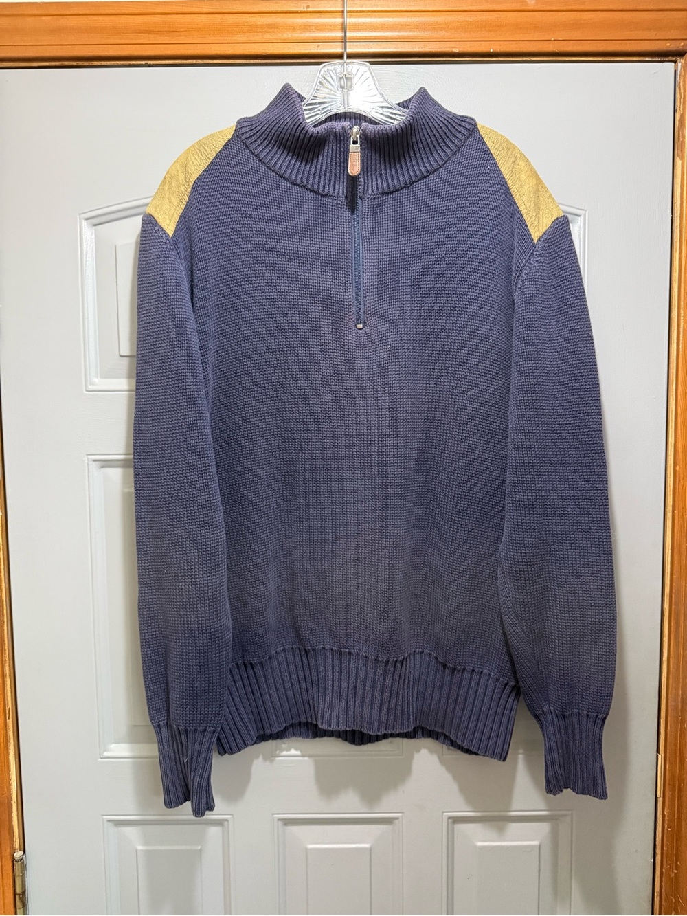Vintage Gander Mountain -Guide Series Navy Blue Ribbed Sweater-shoulder patches